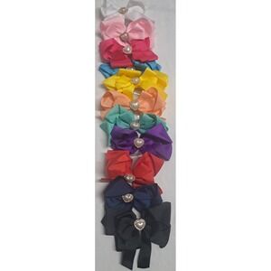 12pc Girls Boutique Hair Bow Lot Pearl Heart Clips Alligator Bows Multicolor